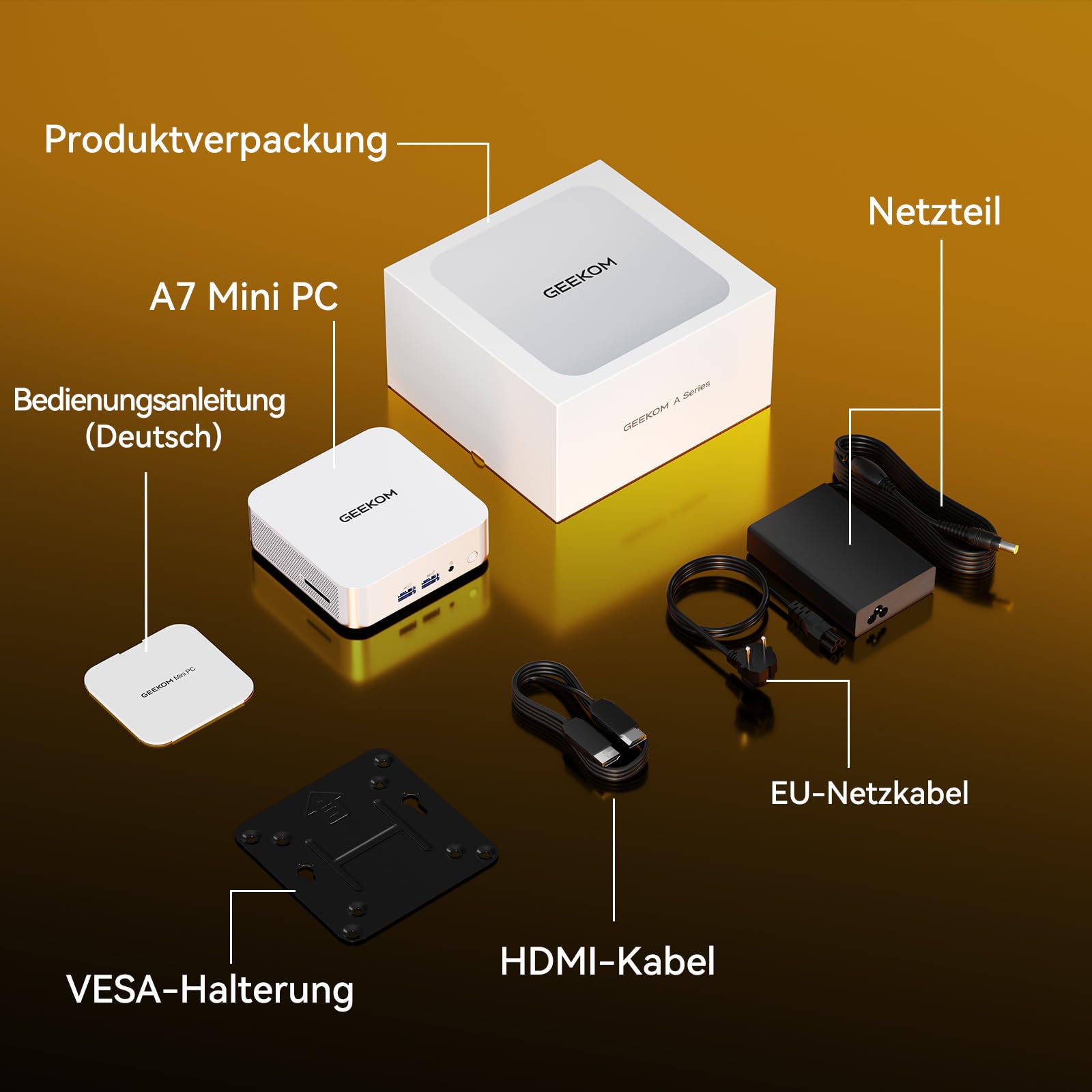 GEEKOM A7 Mini PC mit AMD Ryzen 5 7545U(stärker 7730U/6600U), 16GB DDR5 | 500GB SSD Business Mini Desktop PC, AMD Radeon 740M | 6xUSB | 8K, Ideal für Home Office/Kreatives Design