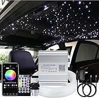 Vista 15 de AKEPO Kit de luces de fibra óptica RGBW de 10W, parpadeo + control por APP + efecto musical, kit de luz de cielo estrellado para automóvil y hogar