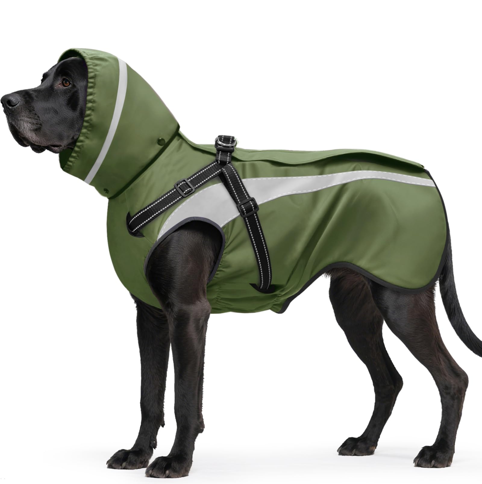 Oslueidy Dog Raincoat Waterproof Raincoats for Dog Reflective Dogs Rain Jackets with Hood Hoodie Pet Rain Poncho Coat for Small Medium Large Dogs Puppies S-XXL (Green