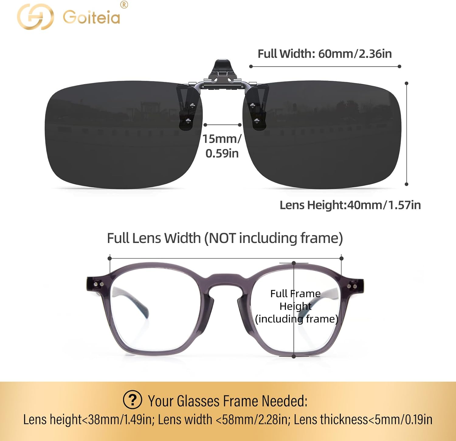 Goiteia Polarized Flip up Clip on Sunglasses over Prescription Glasses for Men Women-Upgraded No Blue Glare - Image 6