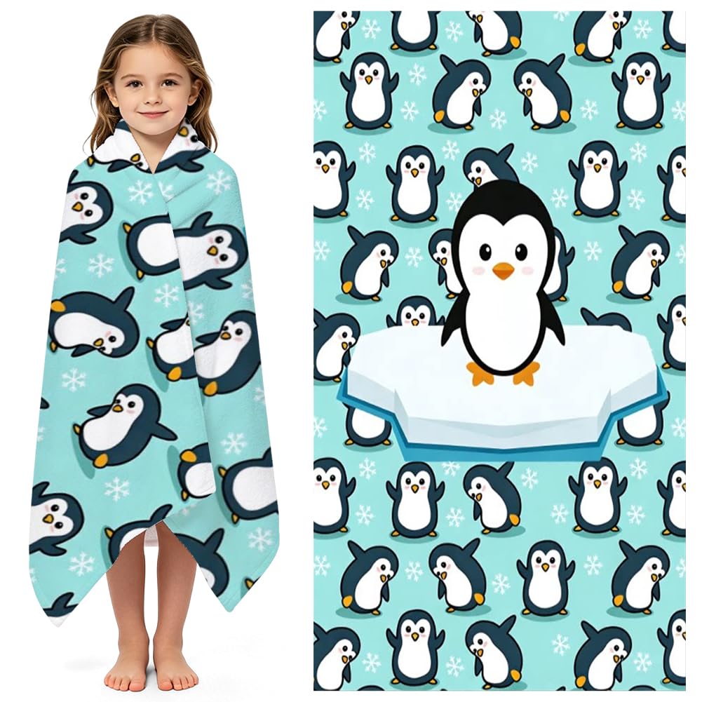 VorPrillynt Penguin Towel Beach Swimming Towels Penguin Bath Towel Microfibre Towels Lightweight Compact and Quick Drying Travel Summer Wash Cloth for Camping Bath Sports