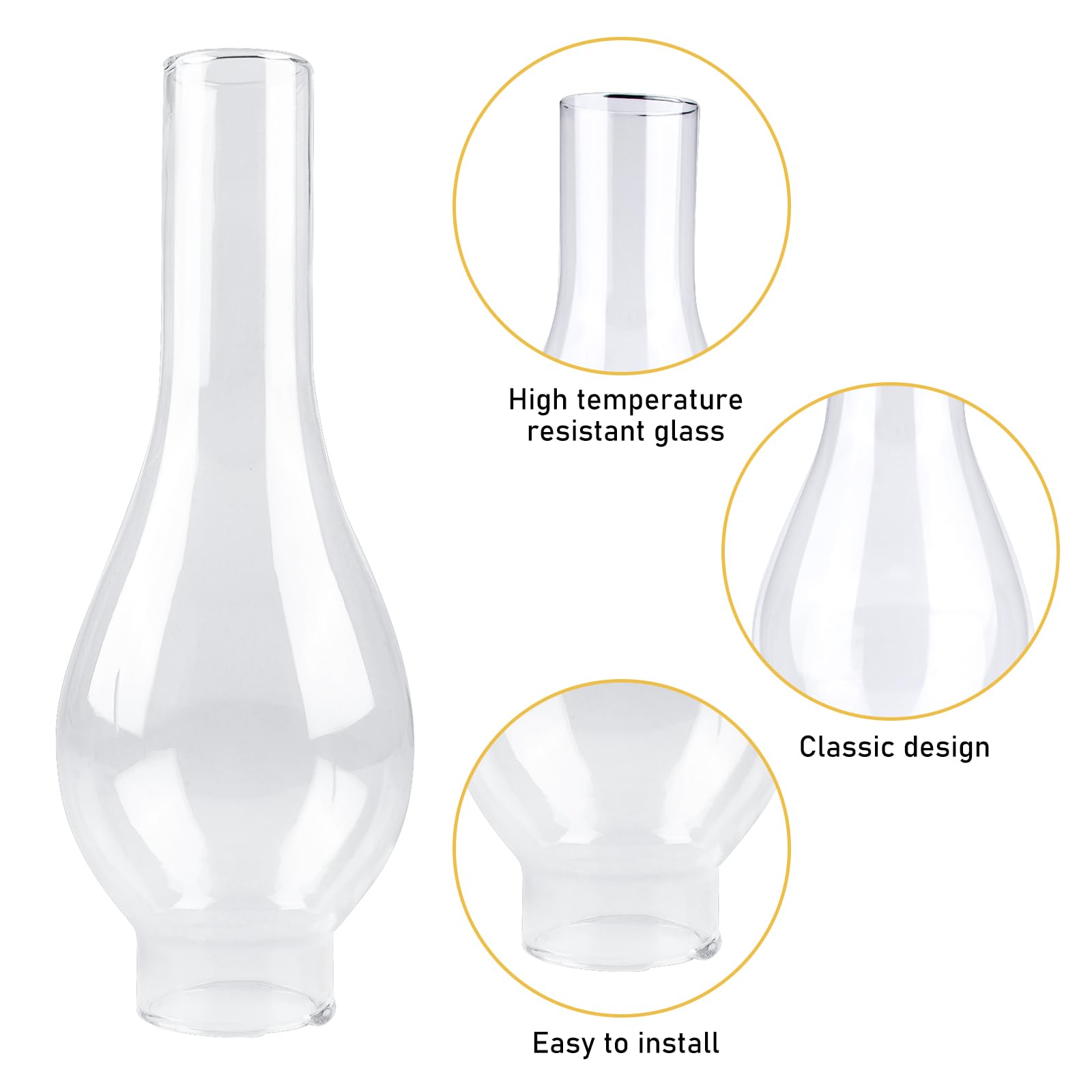 Abat-Jour en Verre pour Lampe à Pétrole, Cheminée de Lampe à Huile, Verre de Rechange pour Lampen à Pétrole Vintage (Base de 5 cm, Hauteur de 24 cm)
