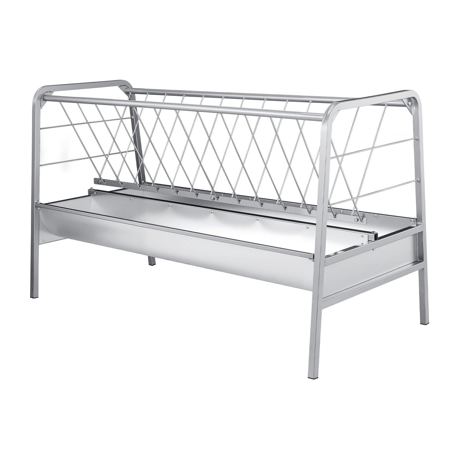 VEVOR Comedero de Heno 2 en 1 para Ganado, Capacidad de 300 L, Comedero de Heno y Granos, 147 x 70 x 86,5 cm, con 2 Canales Profundos, Marco de Acero al Carbono, para Cabras Ovejas Caballos Vacas