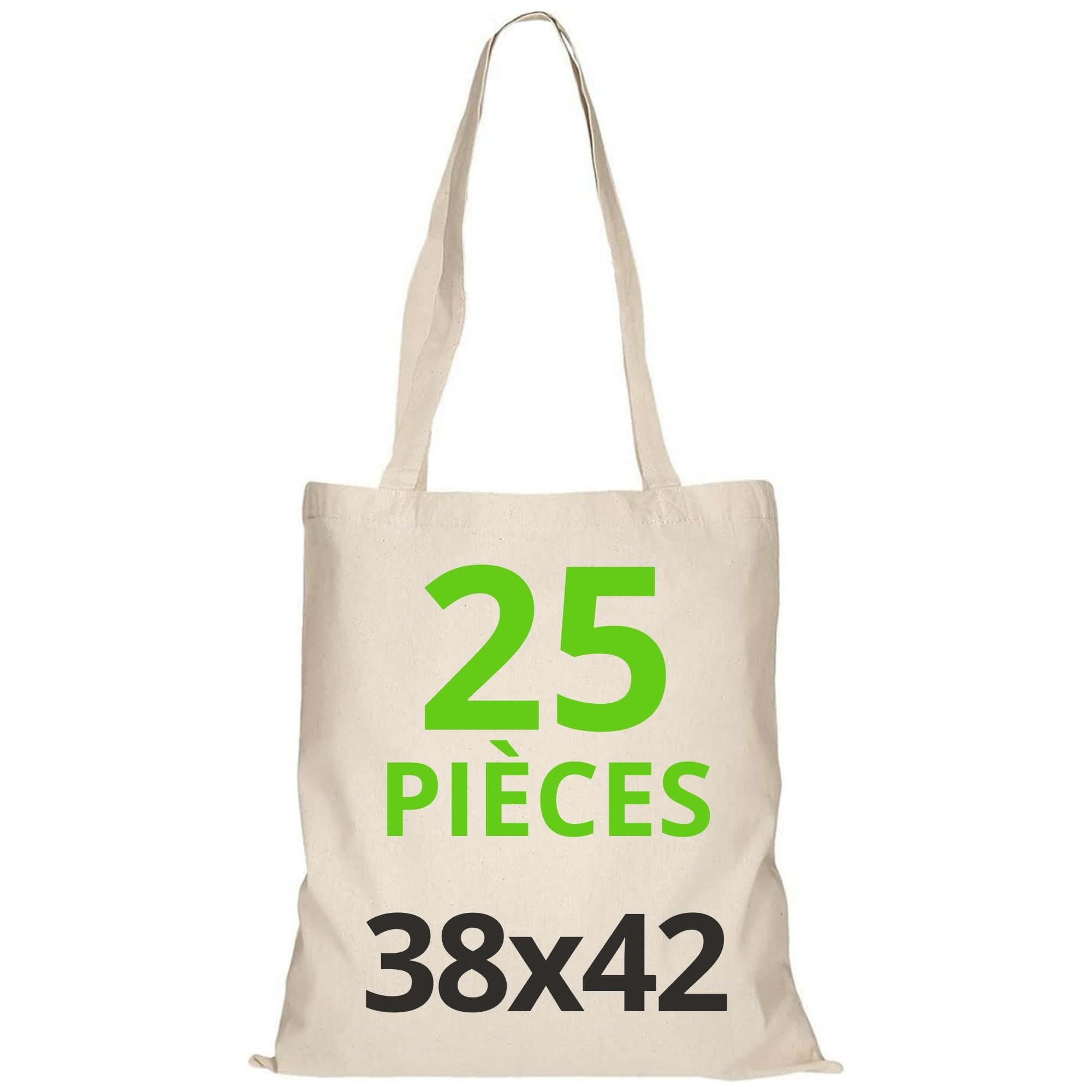 URBAN 5884 Cotton Bag 38 x 42 cm, Pack of Blank Bags, Long Straps, Durable Fabric Bags, Reusable Shopping Bag for Printing or Painting