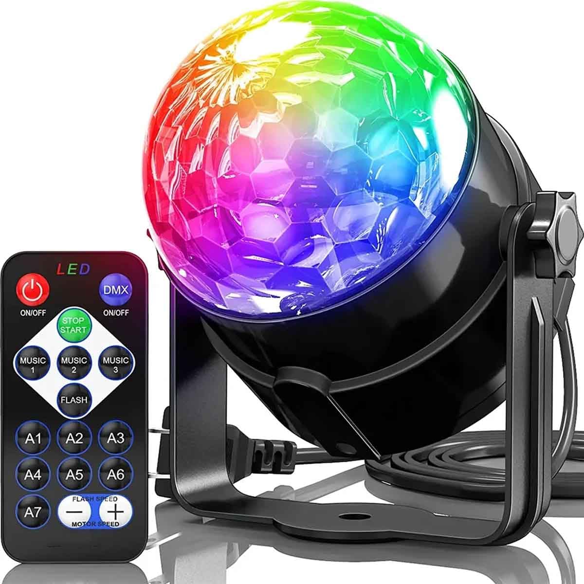 Led Sound Activated Party Lights with Remote Control DJ Lighting Disco Ball Strobe Club Lamp 7 Modes Stage Par Light Magic Mini Led Stage Lights for Christmas Home Room Dance Partiee Parties Birthday