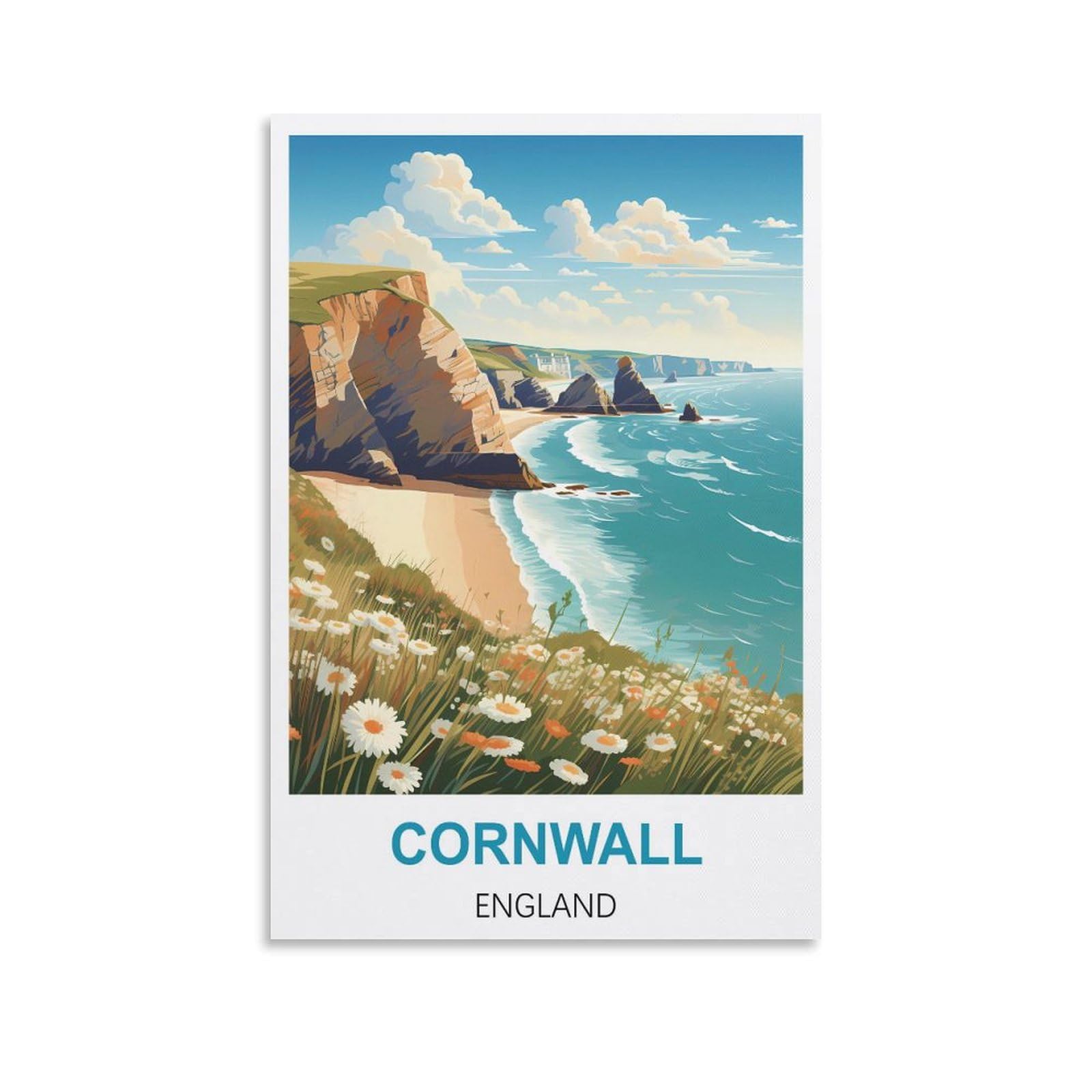 Tin Signs Retro,Cornwall England,Tin Sign Retro Wall Art Poster for Home Man Cave, Cafe Bar Wall Decor 15x30cm