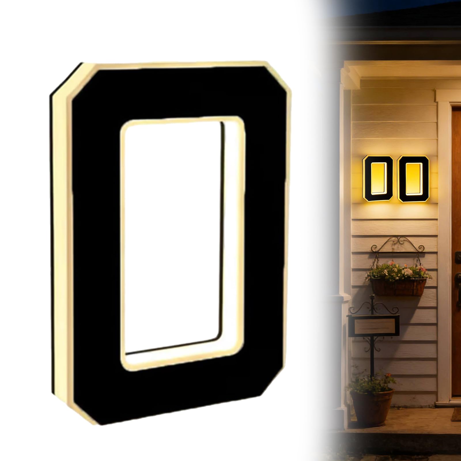 1Pcs Solar Door Number, 9 Inch – Energy Efficient Illuminated House Number Signs, Weatherproof Warm Light LED House Numbers, Easy Install Kit with Template – for Outside Wall, Garden, Driveway (0) — image 1