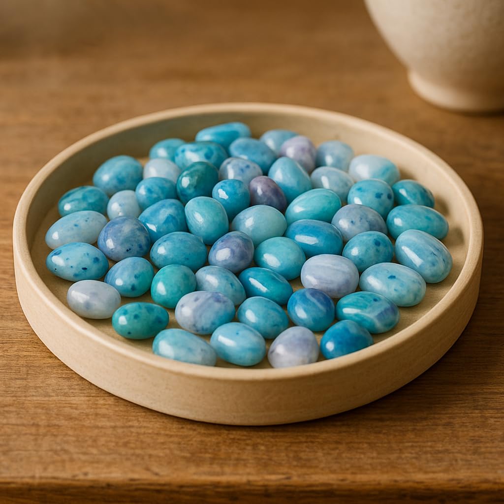 Ugaoo Onyx Sea Blue Polished Pebbles for Indoor,Outdoor Gardening and Home Decor- 1 kg