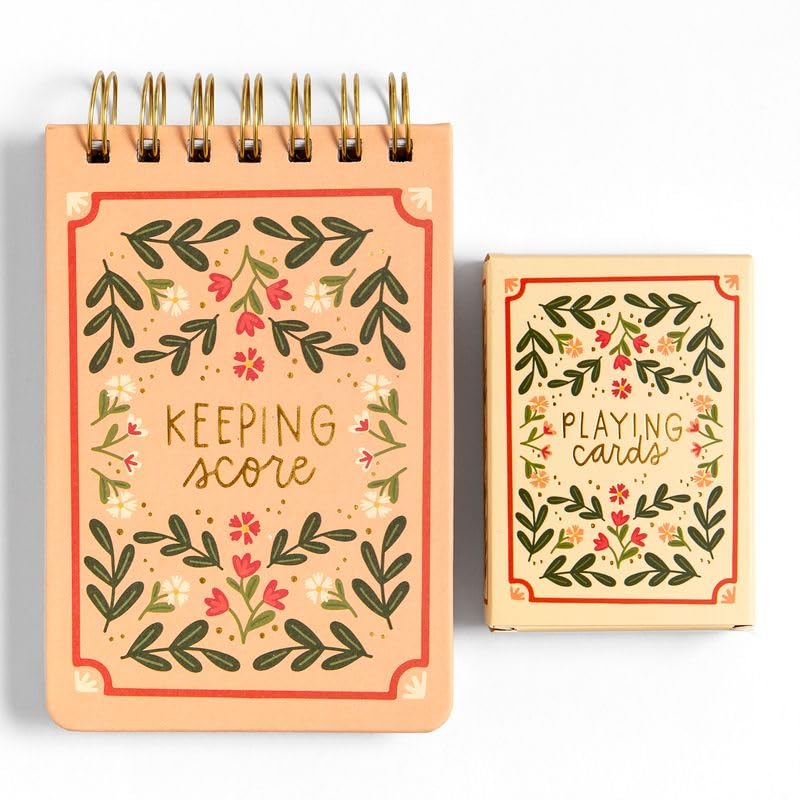 Set Naipes Póker Floral con Libreta Puntuación 52 Cartas miniatura 2