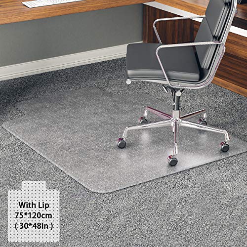 Youkada Chair Mat For Carpet - 30"X48" Office Chair Mat With Lip, Transparent, Heavy Duty Desk Protector, Slip & Resistant Floor Mat - Office Mats For Rolling Chairs, Protects Carpets, Thick & Sturdy. #TOP2