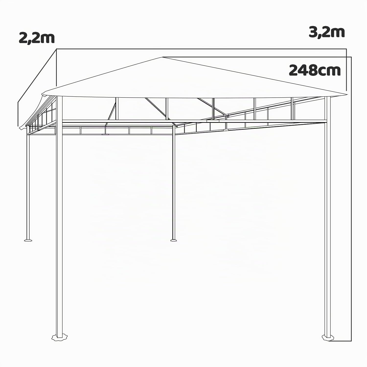 Gazebo 3x2 M per esterni in ferro battuto elegante gazebo da giardino colore ecrù