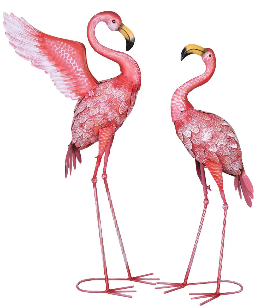 2 flamingi zestaw figurek flamingów ptak na palach figurka ogrodowa 94 cm metalowa figurka ogel dekoracyjny aja302 Palazzo ekskluzywny