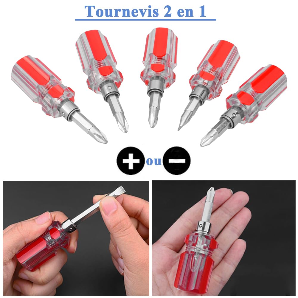 Kit De 3 Mini Tournevis Précision - Tête Plate, Cruciforme Et 2 En 1 Pour Espaces étroits - 7