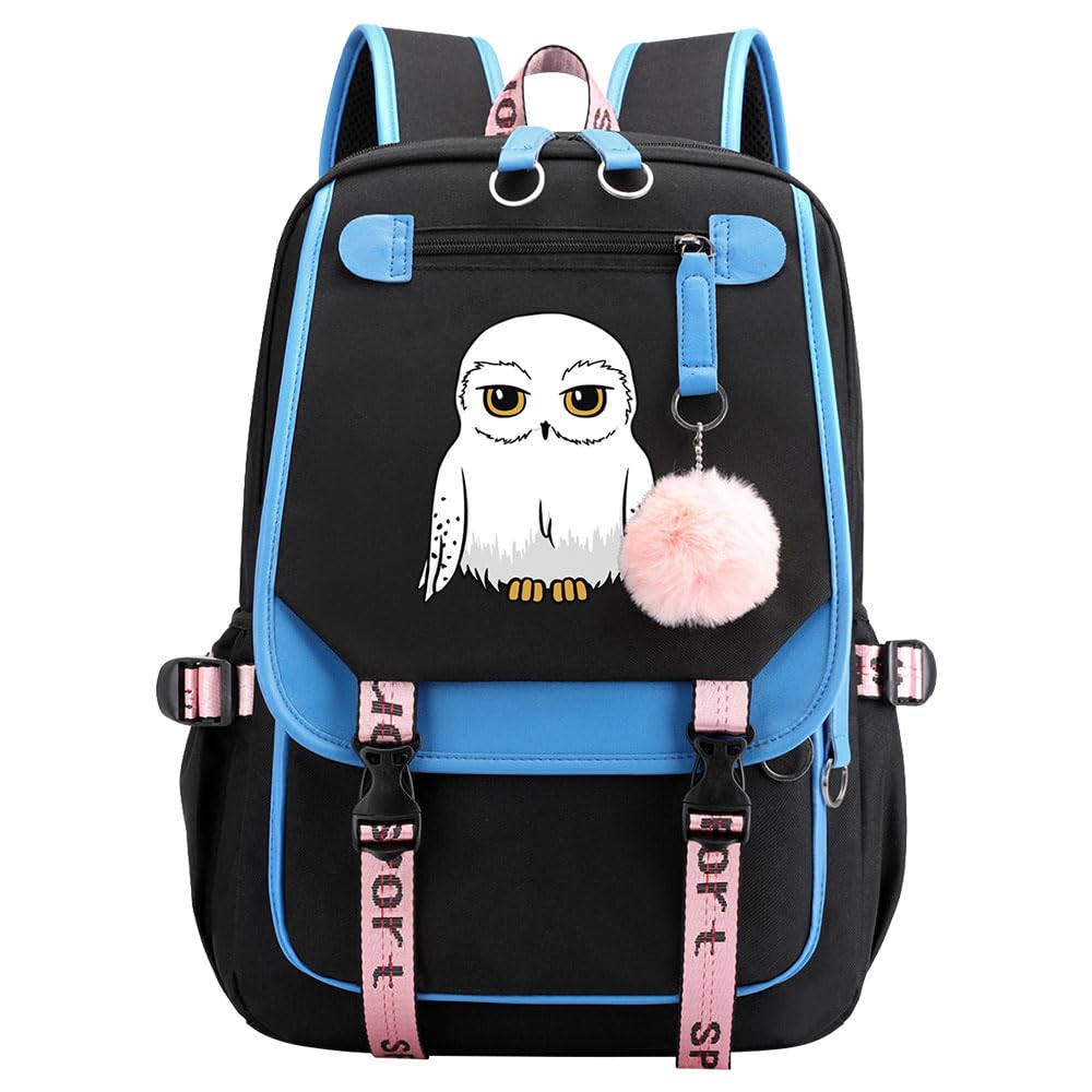 Harry Magic Backpack Cute Owl Hedwig Schoolbag Primary Students Girls Teenagers Leisure Travel Rucksack Blue