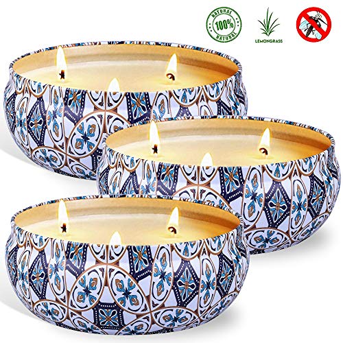 OFUN Citronella Candele per Esterno, set di 3 Candele Antizanzare da Esterno 270-300 ore di combustione, Candele Citronella per Esterno e Interno, Giardino,Nel Patio,Piscina,Campeggio