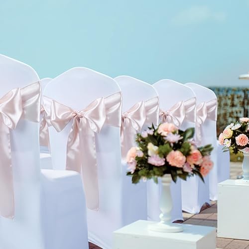 Vista 78 de Babenest - 10 lazos para sillas de satén para bodas, banquetes o fiestas de Navidad, baby shower eventos decoración (dorado)