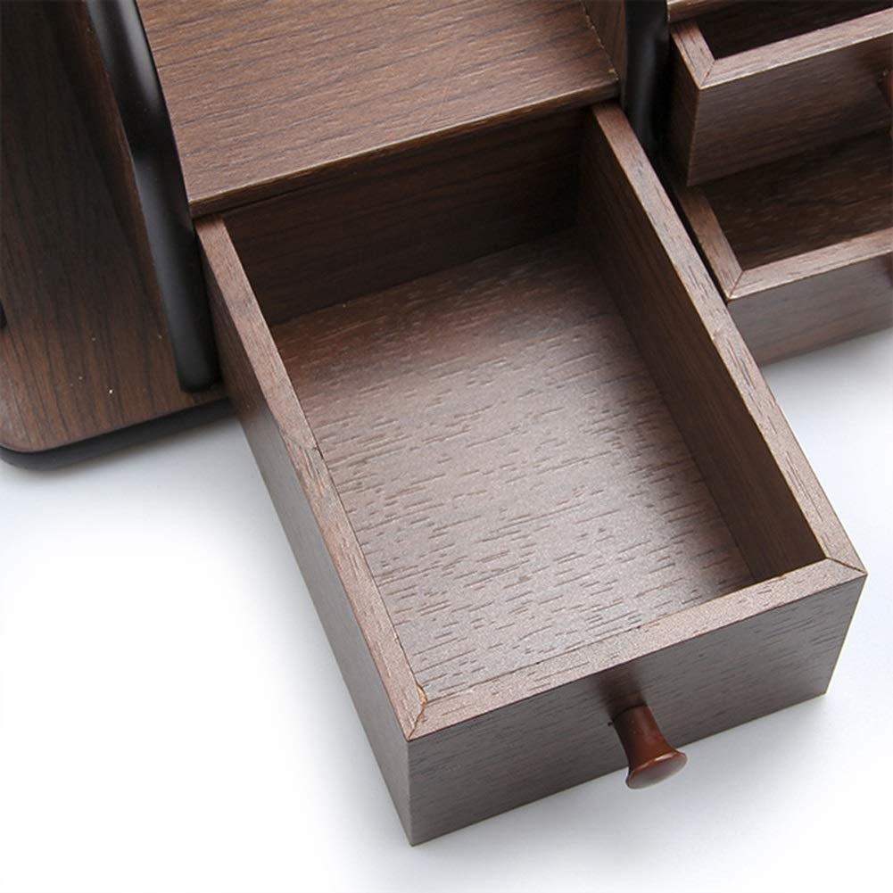 Rustikaler Schreibtisch-Organizer aus Holz mit Schublade, 30 x 20 x 14 cm, Stifthalter und Ordnernizer