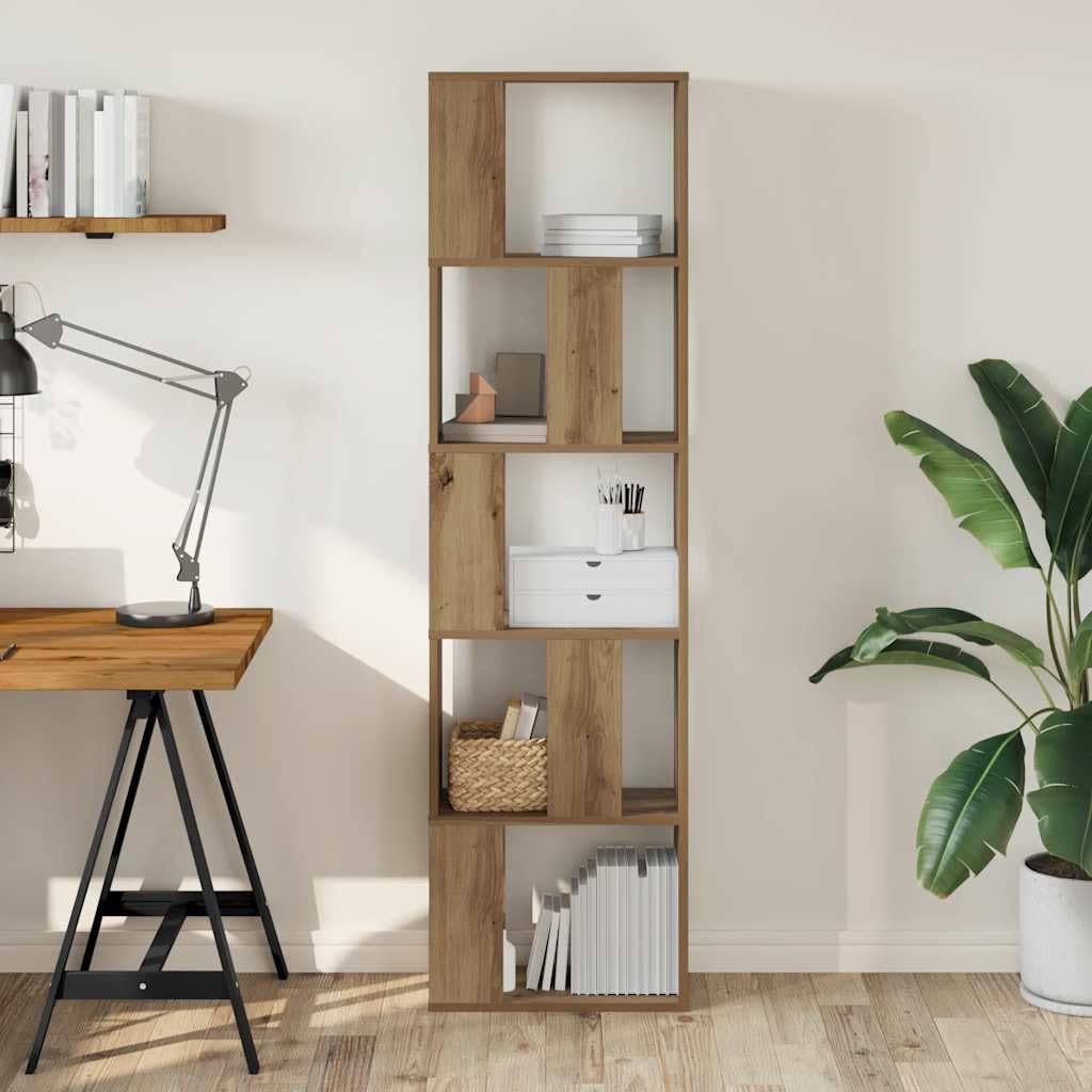Bücherregal 5 Böden Artisan-Eiche 45x23,5x162,5 | Holzwerkstoff, Raumteiler, pflegeleicht, feuchtes Tuch, viel Stauraum