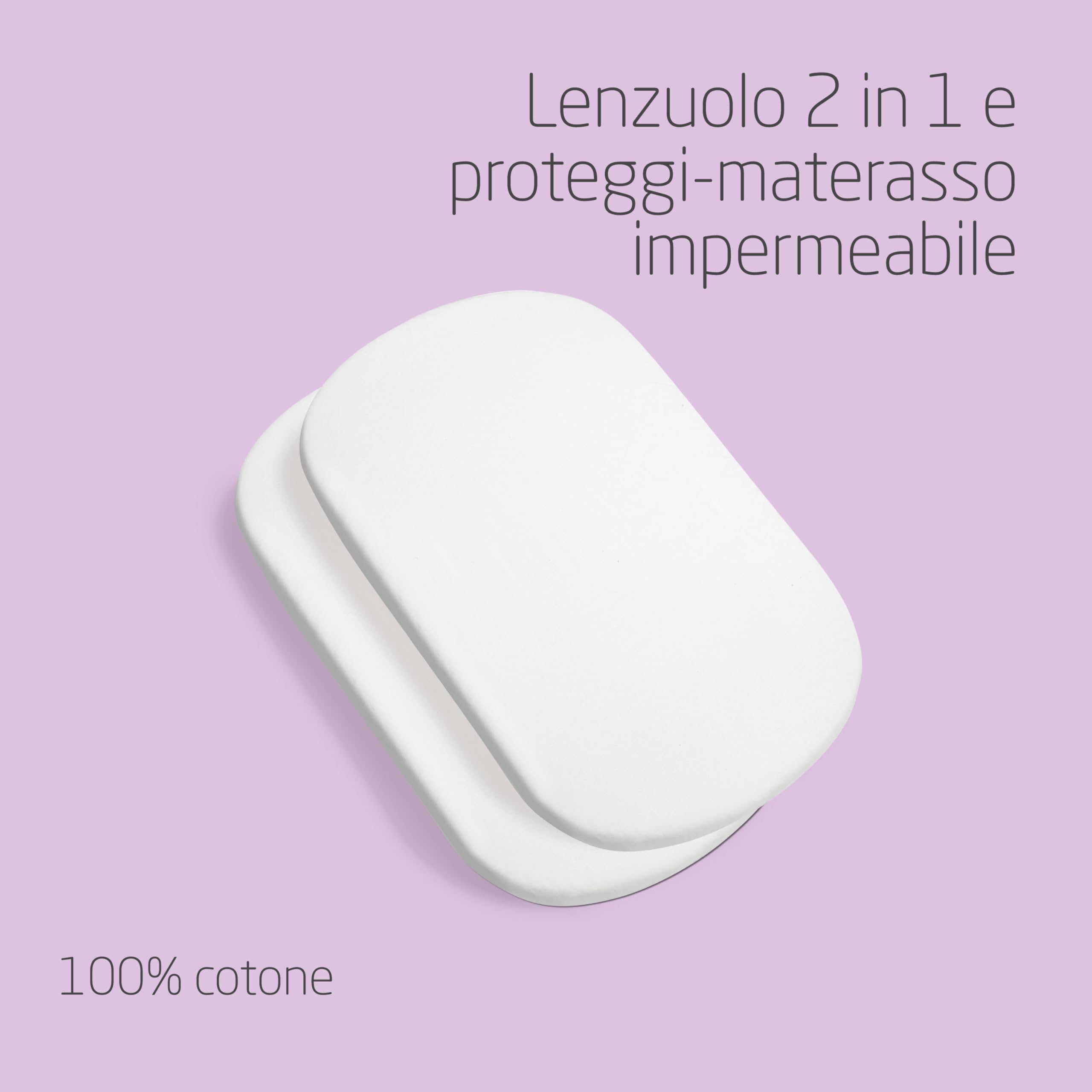 Maxi-Cosi Iora Lenzuolini Impermeabili, Biancheria da Letto per Lettino, Coprimaterasso Impermeabile e Lenzuola con Angoli per Culla Co-sleeping Maxi-Cosi Iora e Tori, Set da 2, Bianco