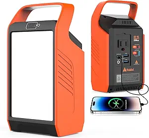 Takki Portable Camping Power Station with Lantern, 22500mAh Solar Generator with Peak 120W/110V AC Outlet USB Port, Laptop Charger Power Supply for Camping Home Emergency