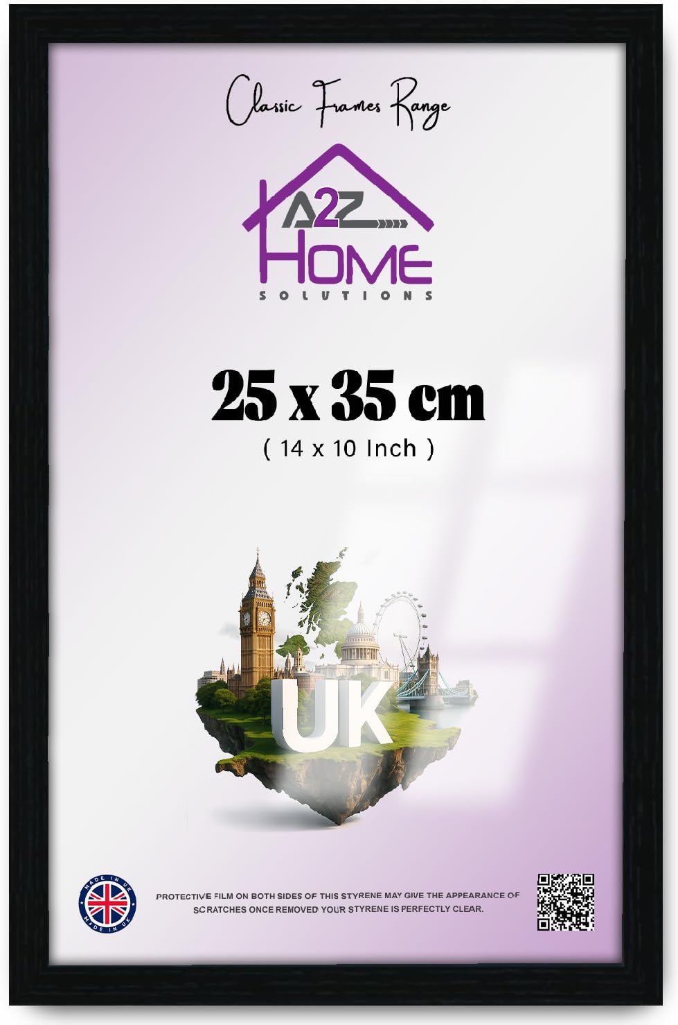 A2Z Home Solutions Stylish Ready-to-Hang MDF Poster Frame 25 x 35 CM | Clear HD Perspex | Solid Hanging Clip | Shrink Wrapped | Enhance Any Interior Space: Home, Office, Studio & Beyond [Black]