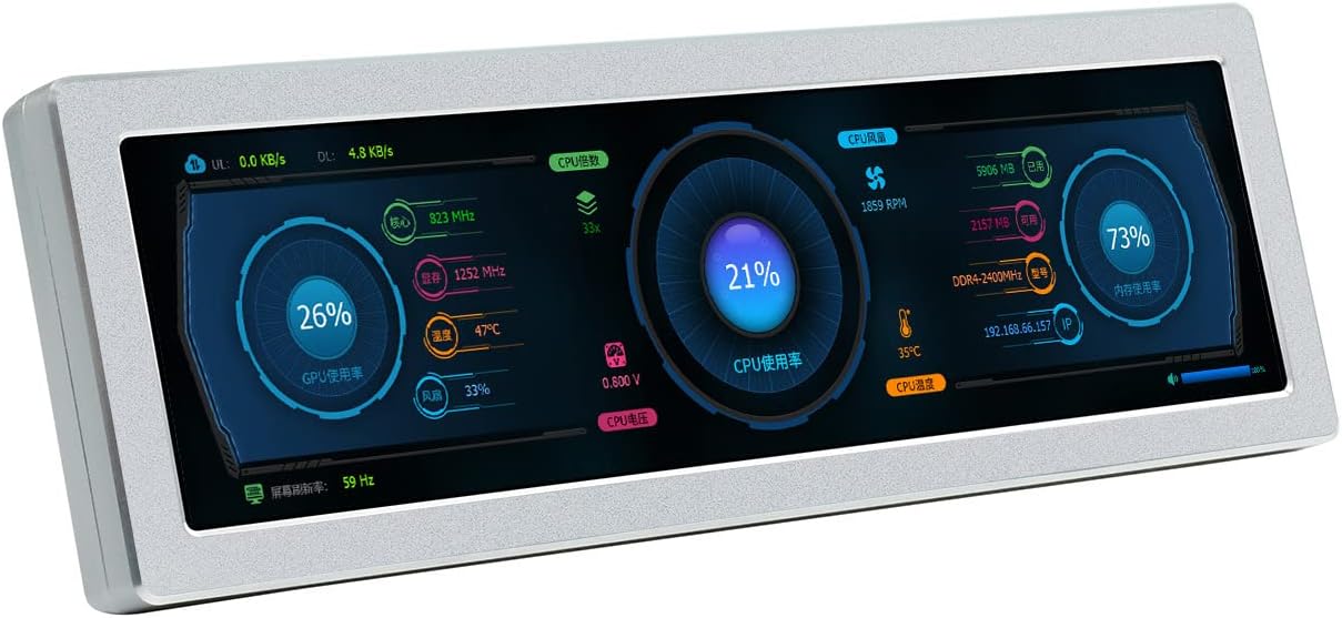 waveshare 8.8inch HDMI Small Monitor,480×1920,Compatible with Raspberry Pi/Jetson Nano/PC,Horizontal and Vertical Screen Display,AIDA64 PC CPU GPU RAM Monitor Data Display,with HiFi Speaker