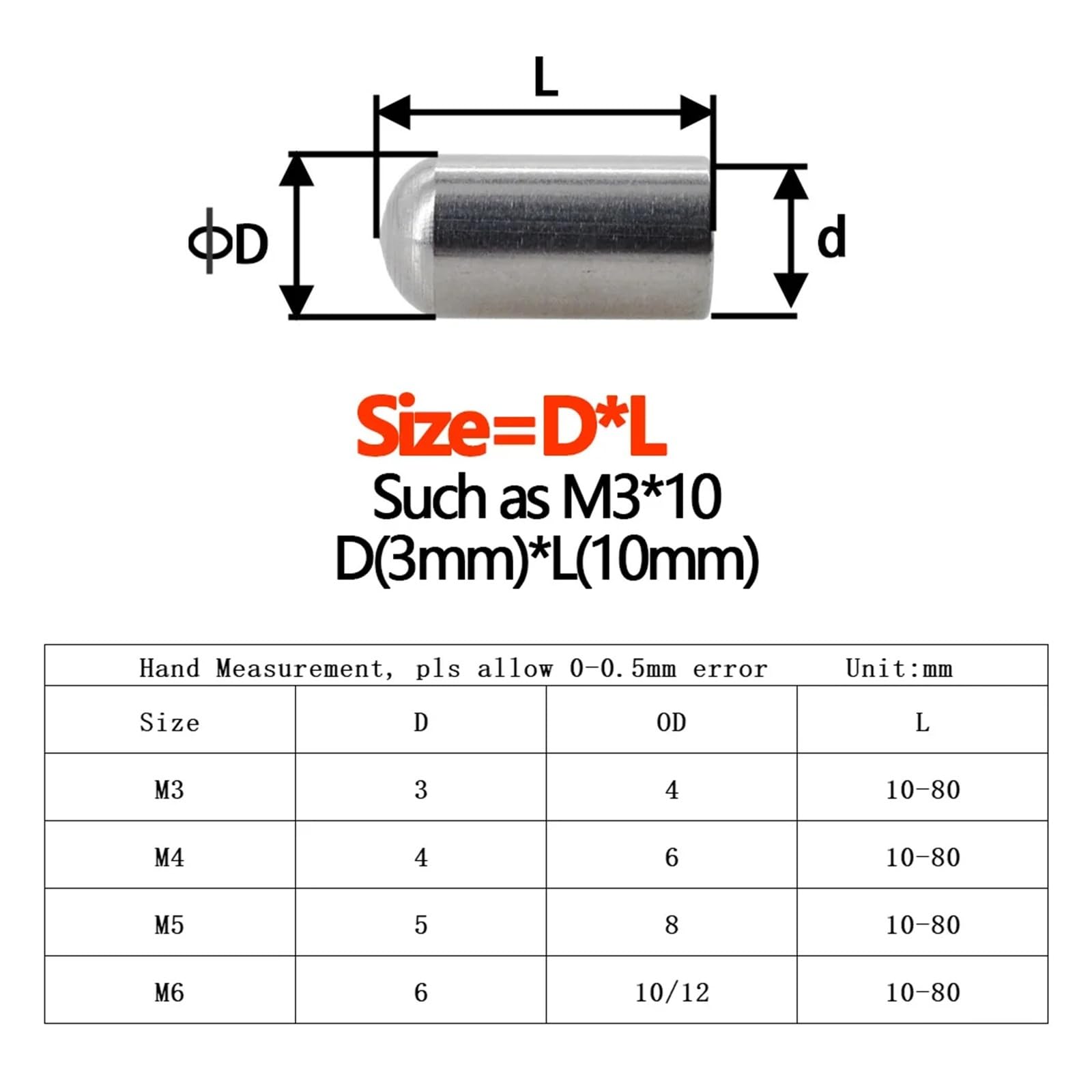 M3 M4 M5 M6 304 Pasador cilíndrico de cabeza redonda con rosca interna de acero inoxidable Pasador hueco Pasador de posicionamiento perforado con diente interno(50mm (10Pcs))