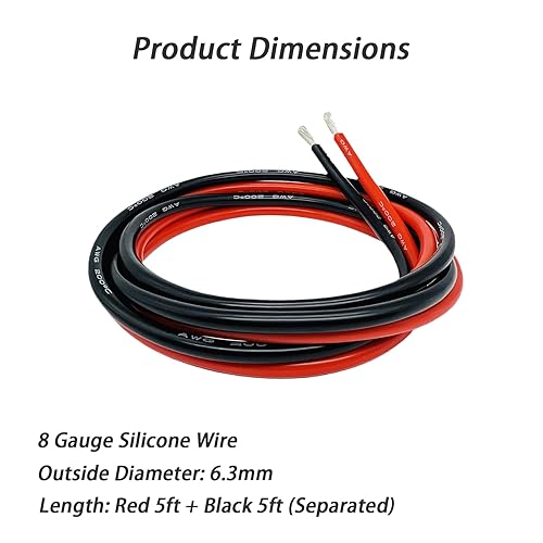 Vista 78 de ANAMIA Alambre de silicona de calibre 12 de 50 pies, color azul, flexible 12 AWG, cable de batería de cobre estañado trenzado, alta temperatura