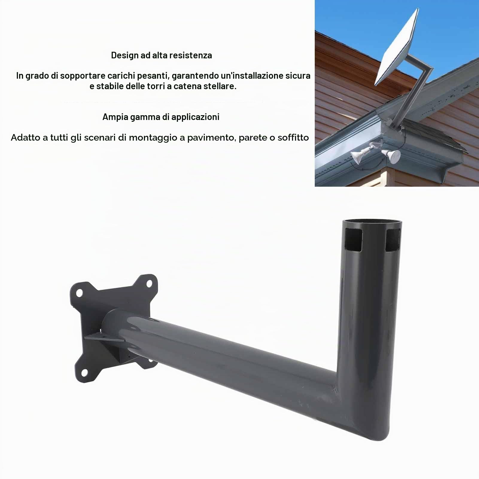 Kit di Montaggio per Supporto per Tetto in Lega di Alluminio, Supporto per Asta per Antenna Parabolica Internet per Carichi Pesanti per Parete del (Lungo 62x2