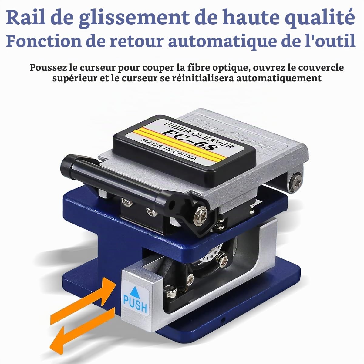 Coupleuse de fibre FC-6S avec 2 clés Allen + sac et dénudeur de fibre CFS-2 | kit d'outils de coupe de fibre optique, longueur de coupe 9 à 16 mm, environ 36 000 temps de coupe