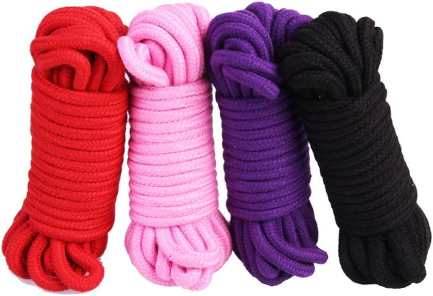 Moonight [Pack of 2/3/4]Long Soft Rope -32-Foot 10m,64-Foot 20m Soft Twisted Cotton Rope Utility Rope(20M，4pcs)