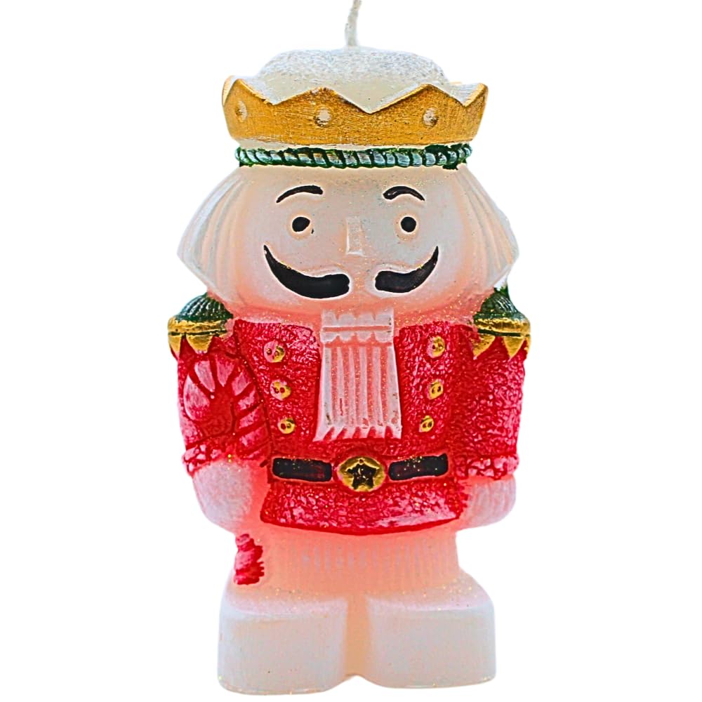 Dekohelden24 Decorative Candle Crown, Christmas Candle, Figurine Candle as a Nutcracker King in Red, L/W/H 4 x 6.5 x 11.5 cm, 11 cm