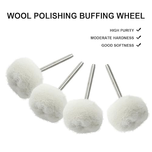 Miniatura 3 de Rueda de pulido de cachemira, rueda de pulido de lana montada en mandril de 0.118 pulgadas, rueda de pulido de lana suave, fina, accesorios de