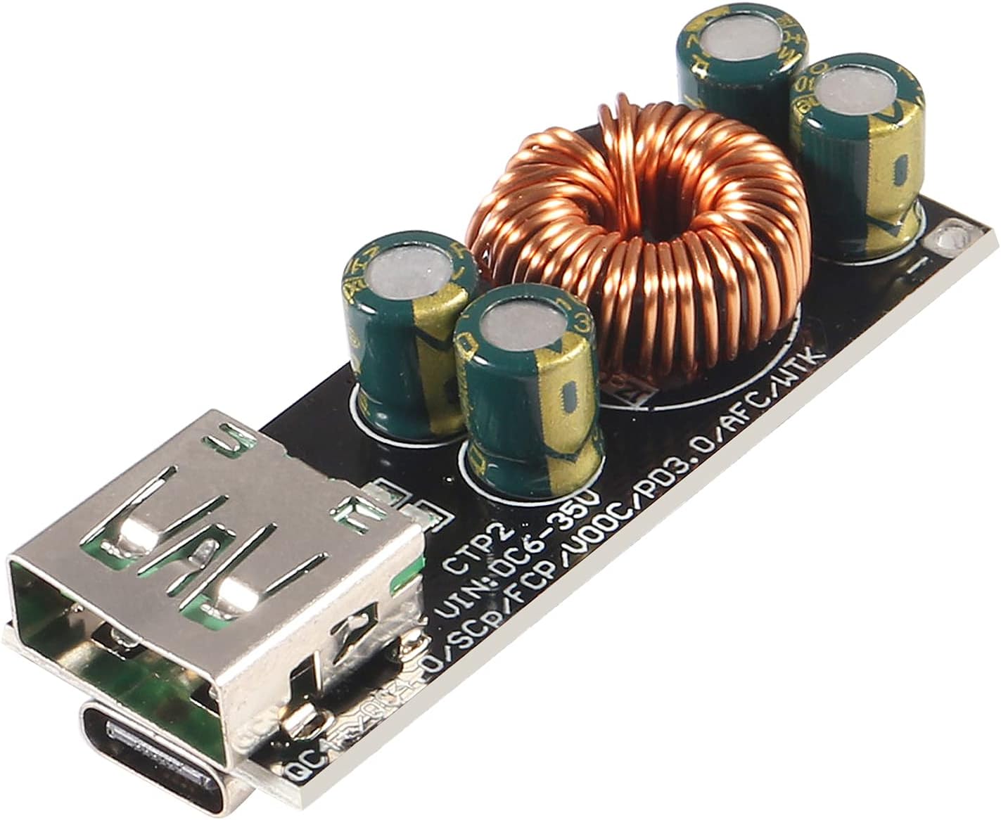 60W 6-35V DC to USB Type C PD 3.0 QC4 Type A QC3.0 DC Fast Charge 12V 24V Step-Down Power Module USB Type-C Mobile Phone Quick Charge Adapter (1pcs)