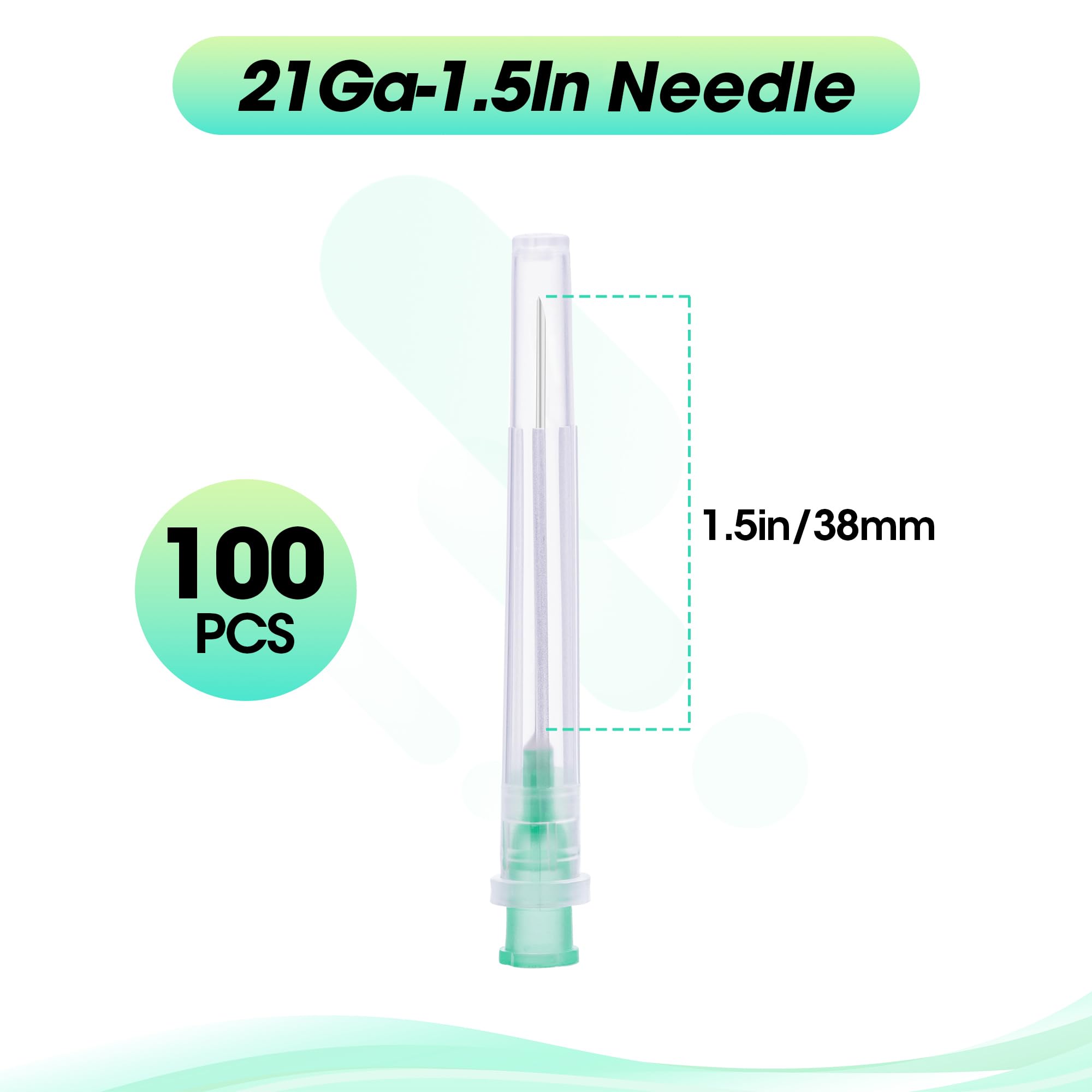 Lot de 100 accessoires de tuyaux en acier inoxydable pour laboratoires scientifiques, mesure et recharge, 21 g et 38 mm, emballés individuellement