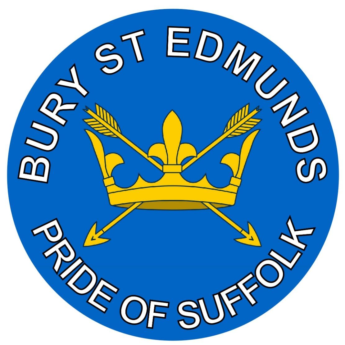Bury St Edmunds - Pride of Suffolk - (Two Pack) 80mm Diameter Car Bumper Window Decal Sticker