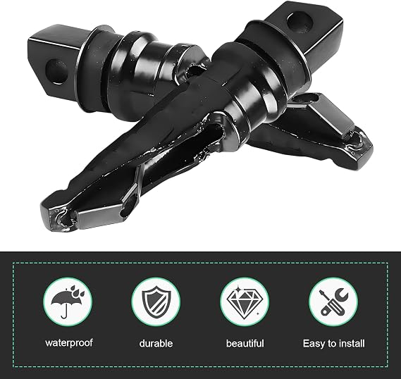 2 PCS Motorcycle Rear Foot Pegs, Non-Slip Motorcycle Foot Peg, Aluminum Alloy Rear Footrests for Passenger, Universal Motorbike Modification Accessory (Black)