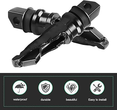 2 PCS Motorcycle Rear Foot Pegs, Non-Slip Motorcycle Foot Peg, Aluminum Alloy Rear Footrests for Passenger, Universal Motorbike Modification Accessory (Black)