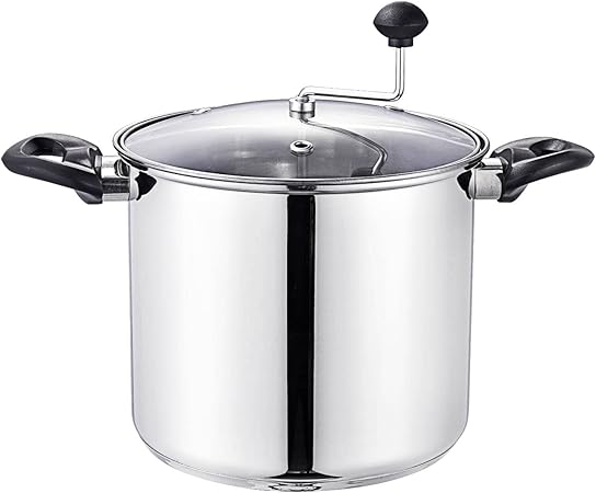 Lehman's Manual Stovetop Popcorn Popper, Stainless Steel Popcorn Maker with