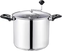 Pipoqueira manual de fogão Lehman's Pipoqueira de aço inoxidável com haste de mexer, sem necessidade de medição, pode ser usada como panela para cozinhar