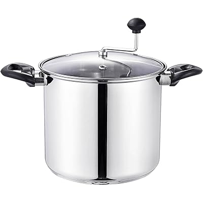 Lehman's Manual Stovetop Popcorn Popper, Stainless Steel Popcorn Maker with Stirring Rod, No Measuring Needed, Doubles as Cooking Pot