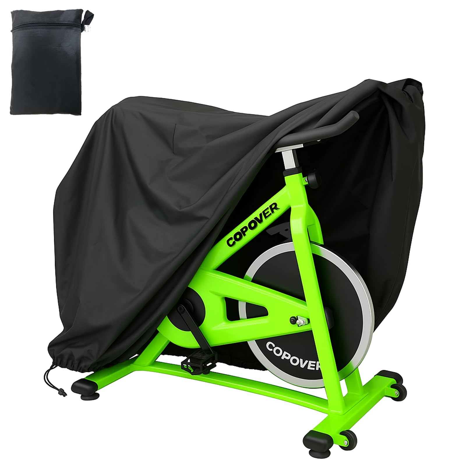 Exercise Bike Cover, Upright Cycling Stationary Bike Cover Outdoor Storage Peloton Bike Protective Cover Dustproof Waterproof Indoor Outdoor Exercise Bike Bicycle Covers with Storage Bag