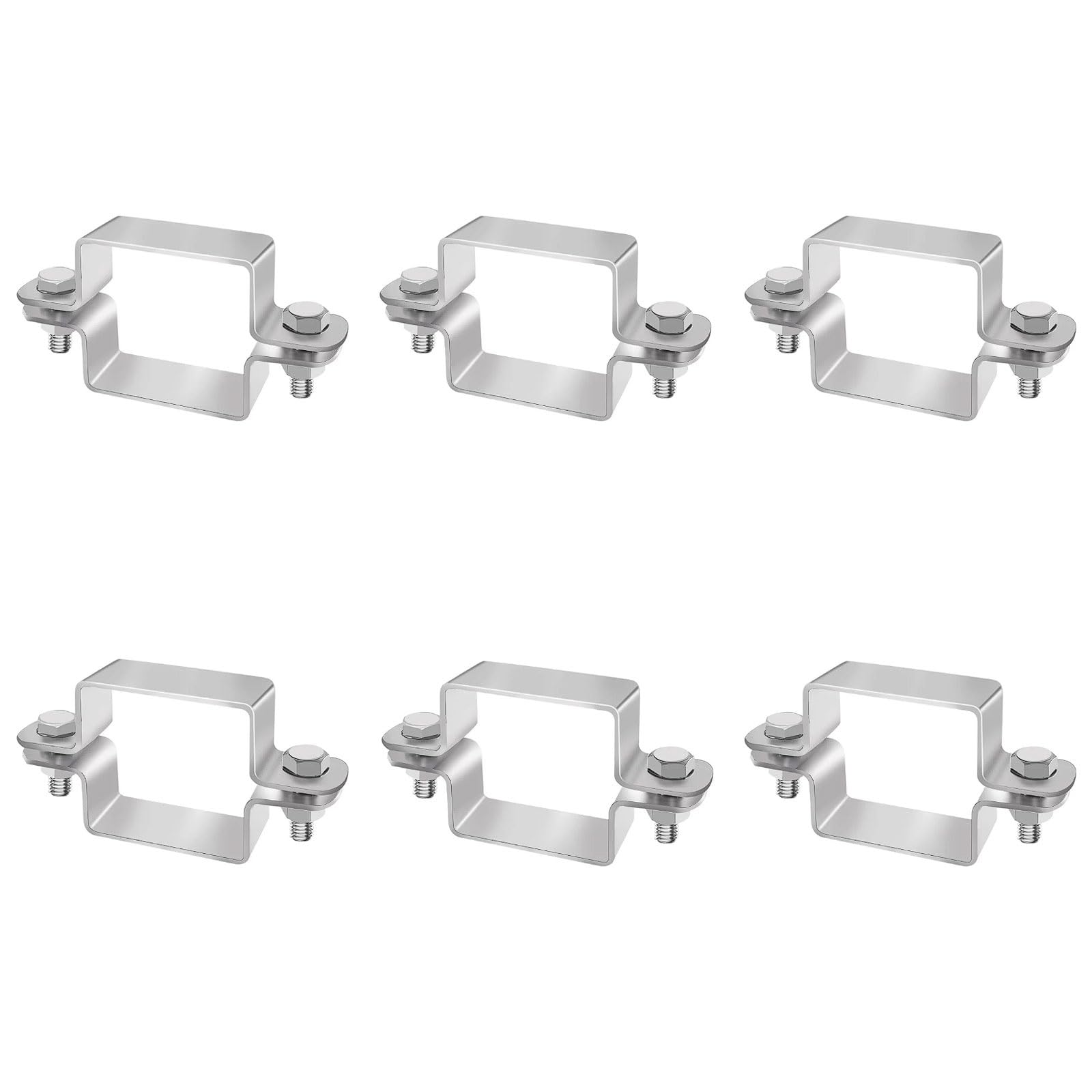 Fascette per tubi quadrati spesse in acciaio inox 304, 6 set di clip a sella e clip a U, fascette senza fili per 60x40-240mm Fibbia di fissaggio(60 * 120)