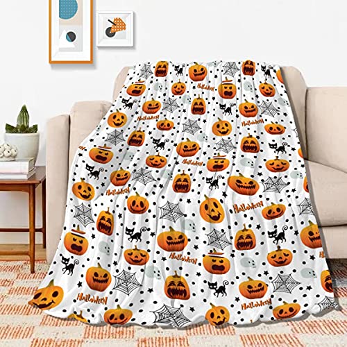 Halloween Pumpkin Blanket Soft Blankets and Throws Flannel Cozy Lightweight Quilt Best Gift Perfect for Bed Sofa Couch-50 x40 Small for Kids