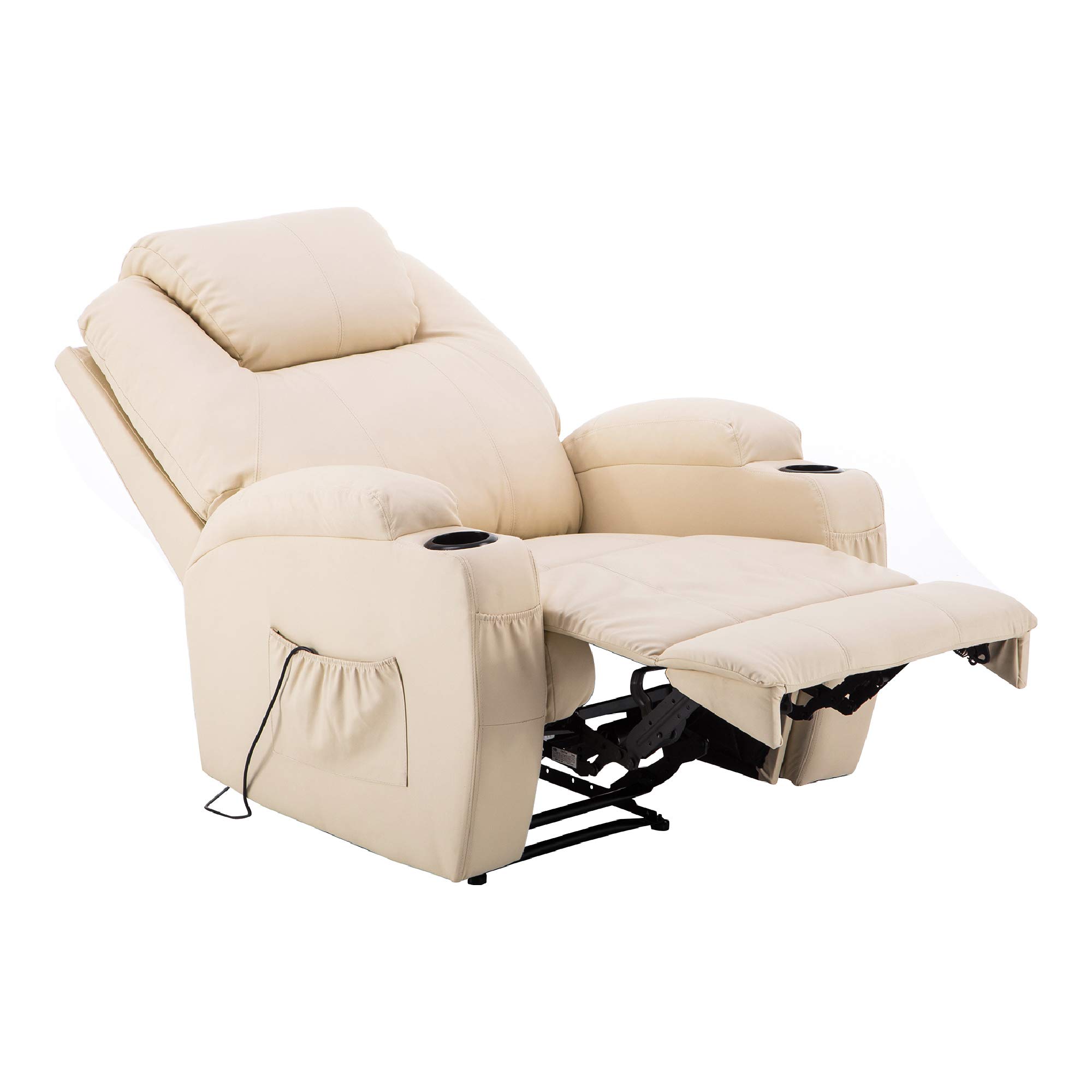 MCombo Fauteuil de massage électrique inclinable et vibrant (blanc crème)