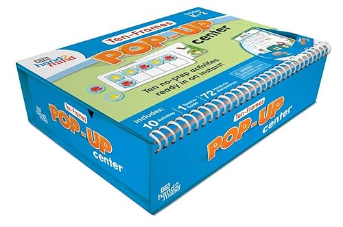 Miniatura 7 de hand2mind Centro de actividades matemáticas desplegable de diez marcos, juegos de aprendizaje de jardín de infantes, contadores de dos colores,