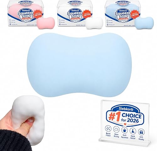 Crunchy Soap Squishy Asmr Stress Ball, Realistic Handmade Bar Soap Shape Bead Filled Crunchy Squishies Stress Ball, Cute Non-Rebound Zero-Bounce Squeeze Sensory Fidget for Adults Office Anxiety Relief