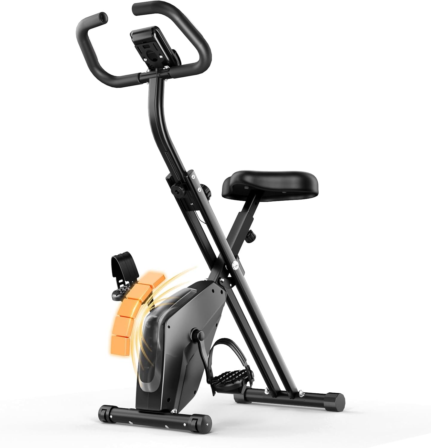Dskeuzeew Vélo D’Appartement Pliable, Velo d Appartement avec Moniteur LCD et Mesure du Pouls Manuel, Vélo D'exercice Magnétique de Niveau 16 Avec Siège Confortable, Peu Encombrant