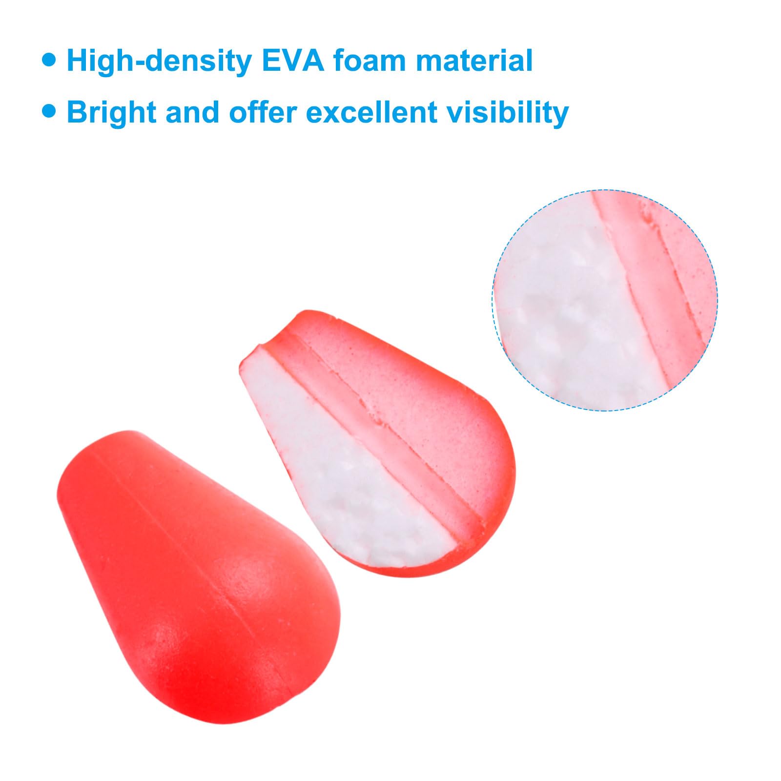PATIKIL Fishing Float Foam, 10 Pack EVA Water Drop Strike Indicator Bobber Teardrop Floating for Crappie Trout Bass Fly Fishing Red - Image 3
