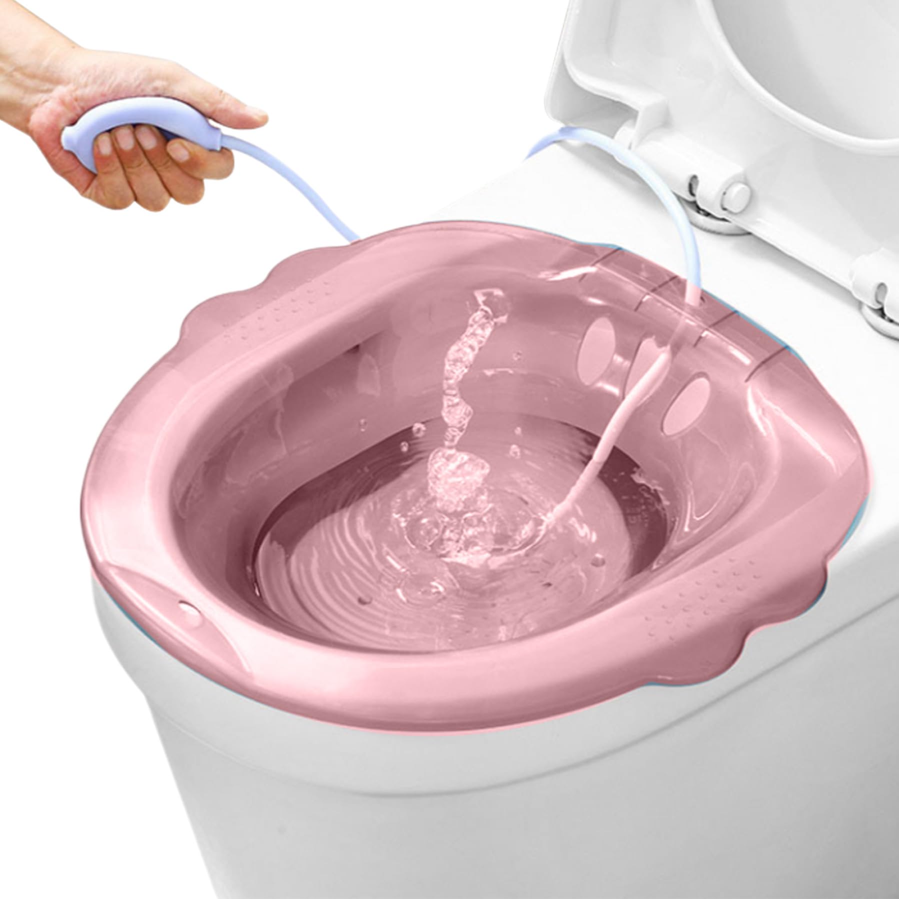 Baño Sitz para el inodoro, sobre el baño Sitz Bath para hemorroides, bidé portátil antia-upremo con orificios de drenaje y más descarados, baños de sitz para hemorroides cuidados privados posparto (r